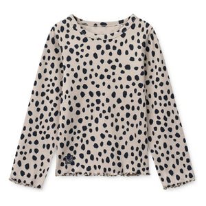Liewood - Camiseta de canalé de algodón orgánico Nieve Leopard | Avena