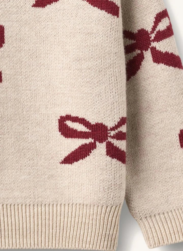 Wheat - Suéter con lazo anudado de lana merino | Crema