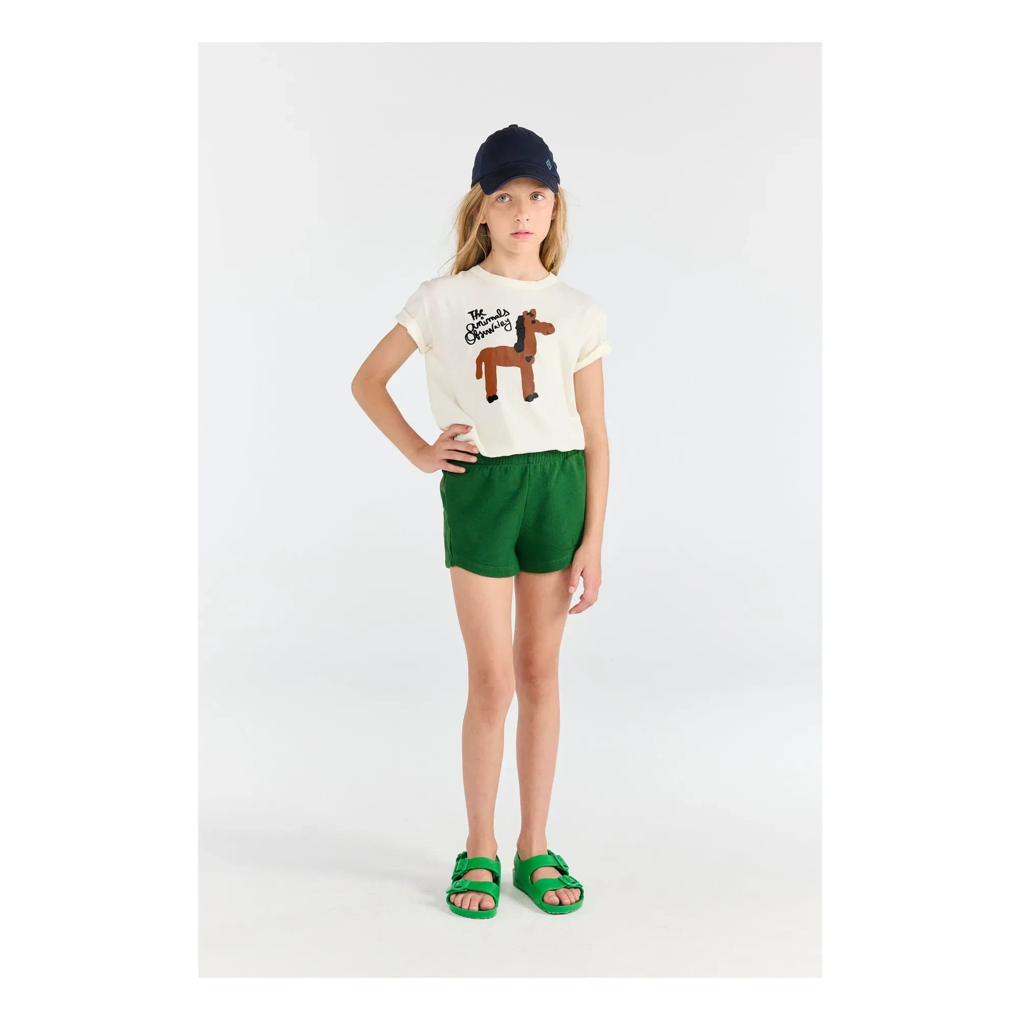 The Animals Observatory - Camiseta de algodón orgánico con estampado de gallo y caballo | Blanco