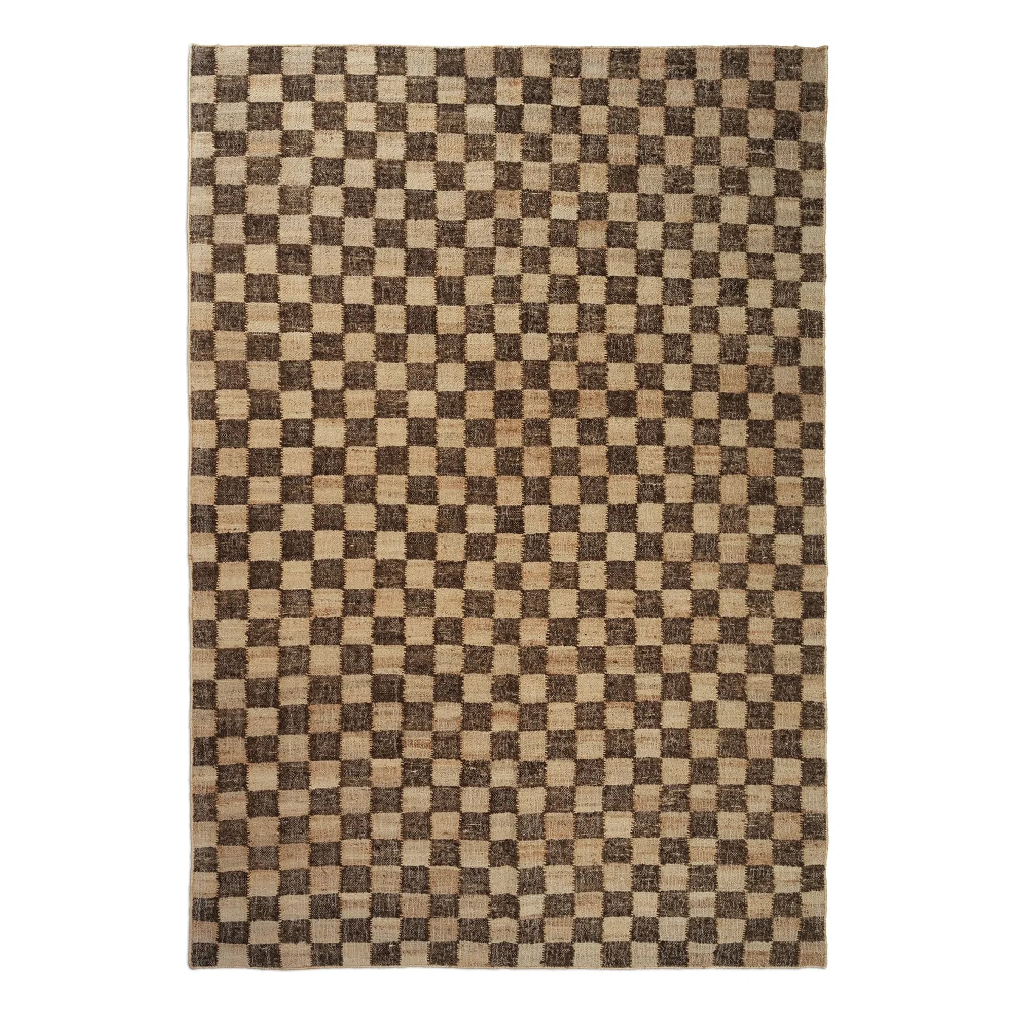 Ferm Living - Alfombras de lana y yute a cuadros | Café