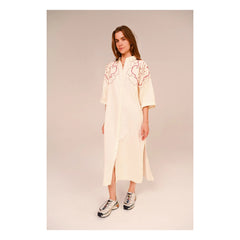 Sacrécoeur - Vestido de algodón de batista bordado Lou Pivoine | Blanco