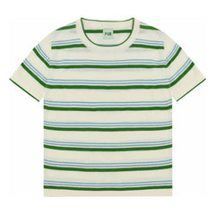 FUB - Camiseta de rayas de malla extrafina de algodón orgánico | Verde