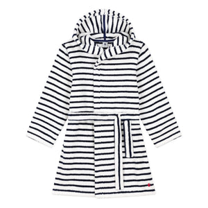 Petit Bateau - Albornoz de toalla a rayas | Azul marino