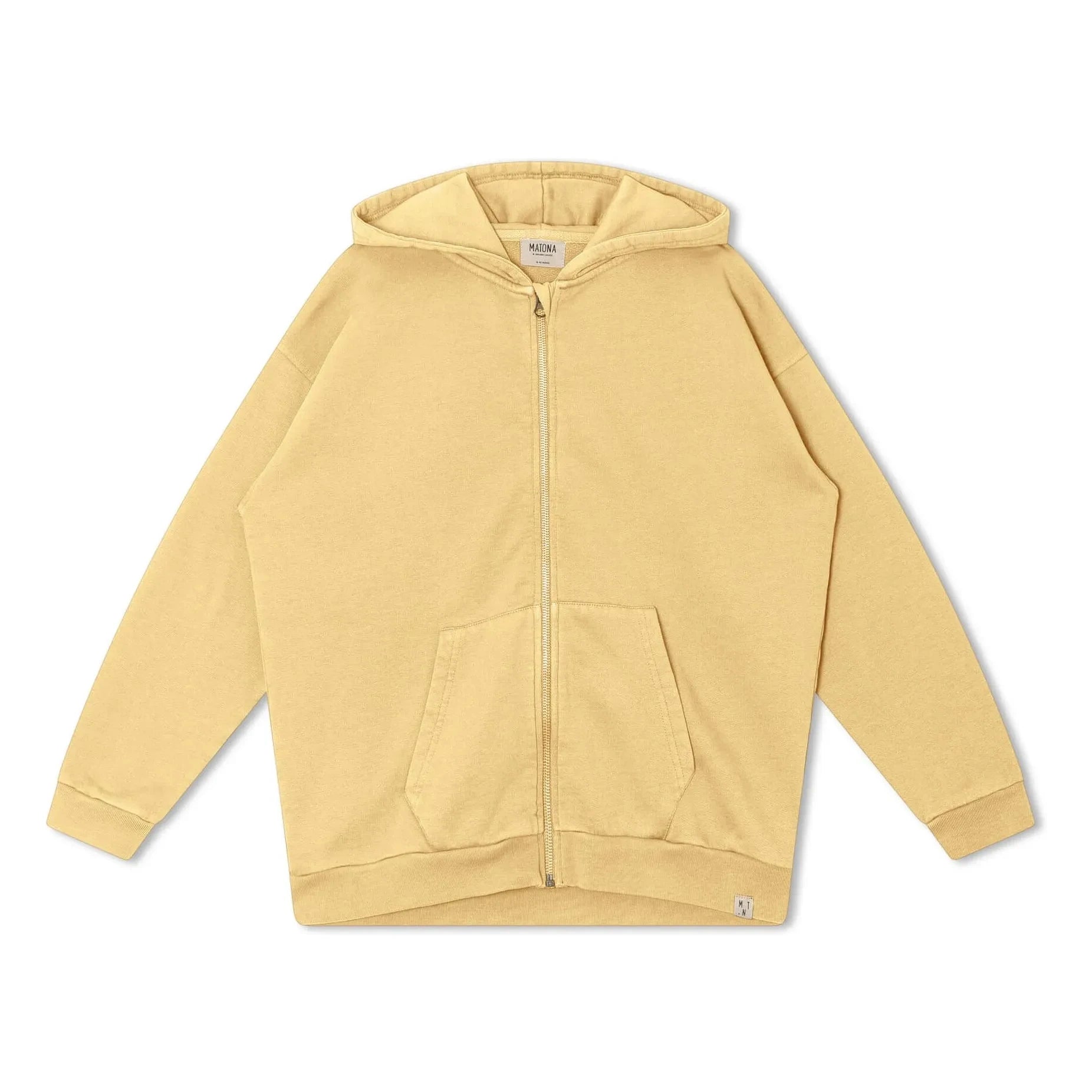 Matona - Sudadera con capucha y cremallera de algodón orgánico | Amarillo pálido