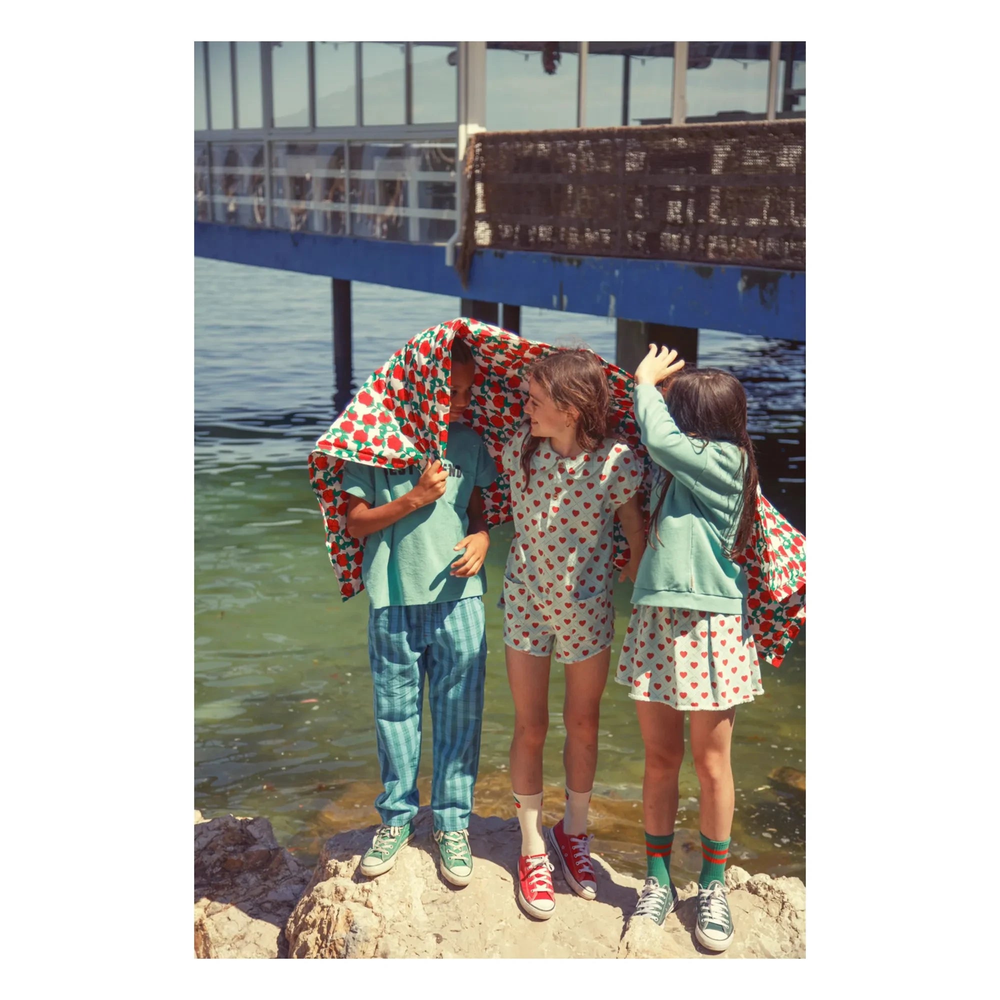 Piupiuchick - Falda Corazón Twill Azul Claro