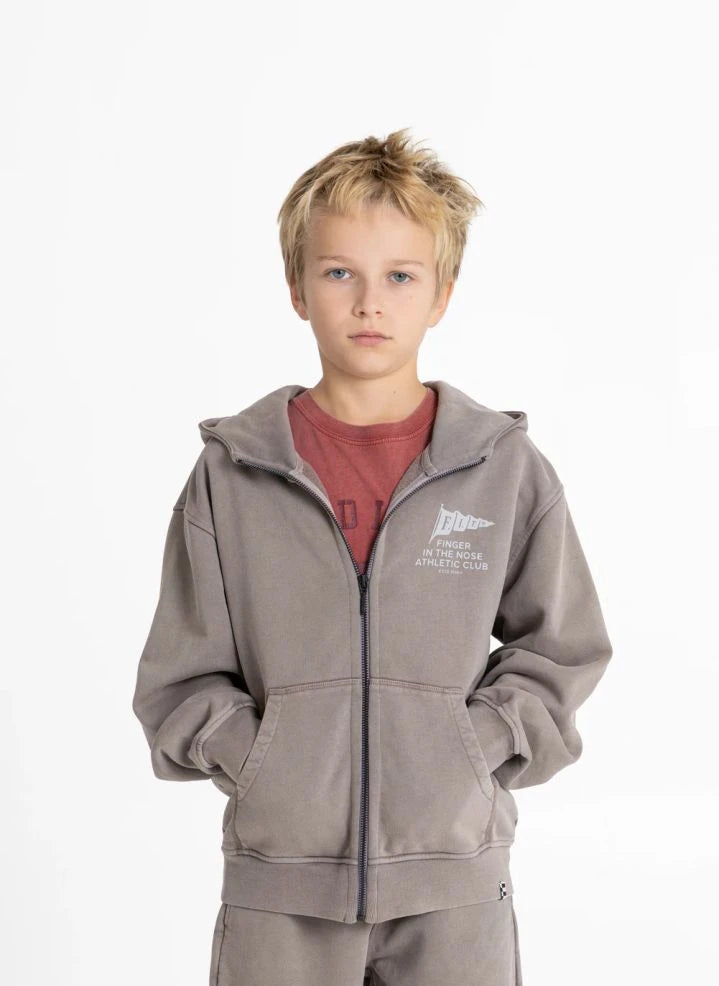 Dedo en la nariz - Sudadera de algodón orgánico Harlan Run Club | Gris