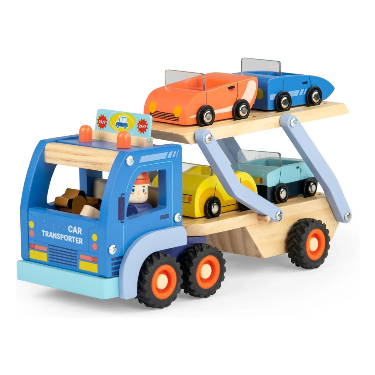 Moulin Roty - Camión transportador de coches y accesorios | Azul