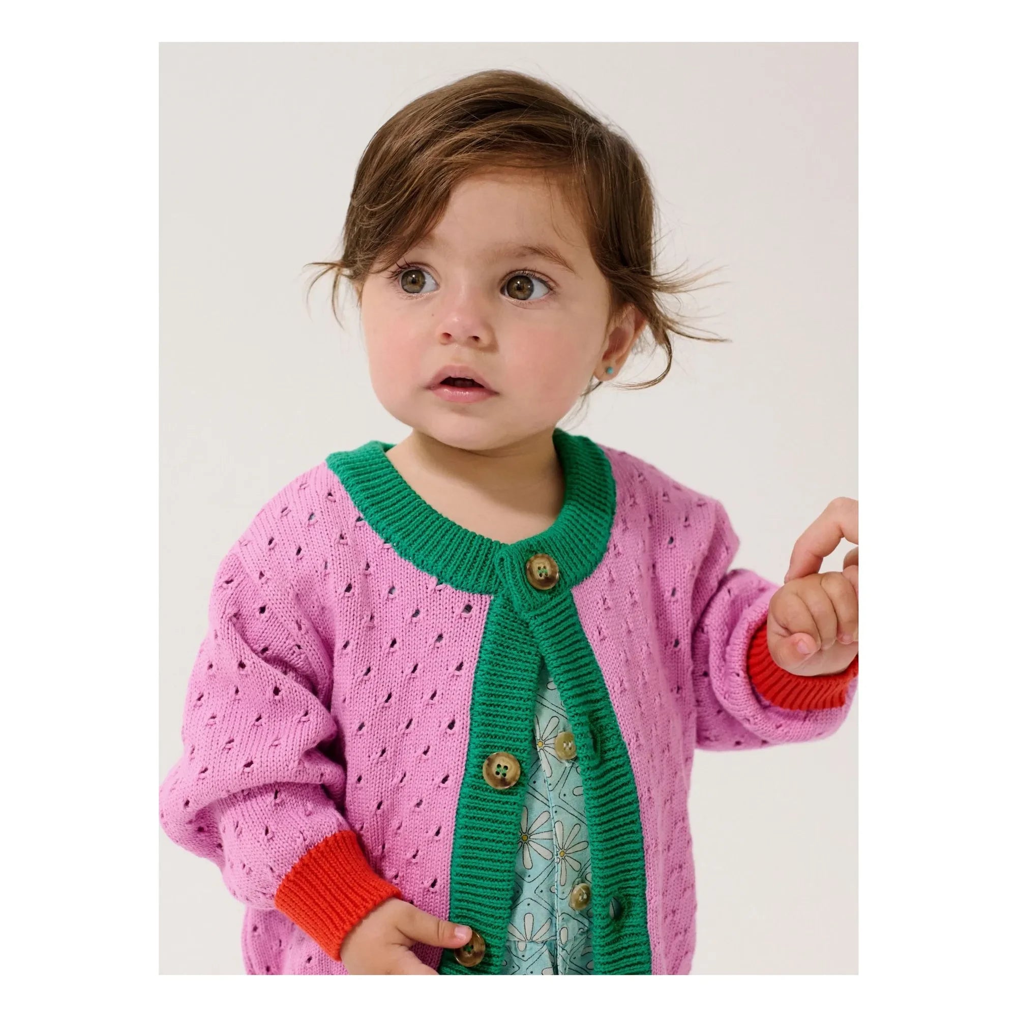 Bobo Choses - Cárdigan calado de bloques de color de algodón orgánico | Morado