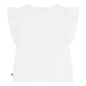 Petit Bateau - Camiseta con volantes y estampado floral de algodón orgánico | Blanco
