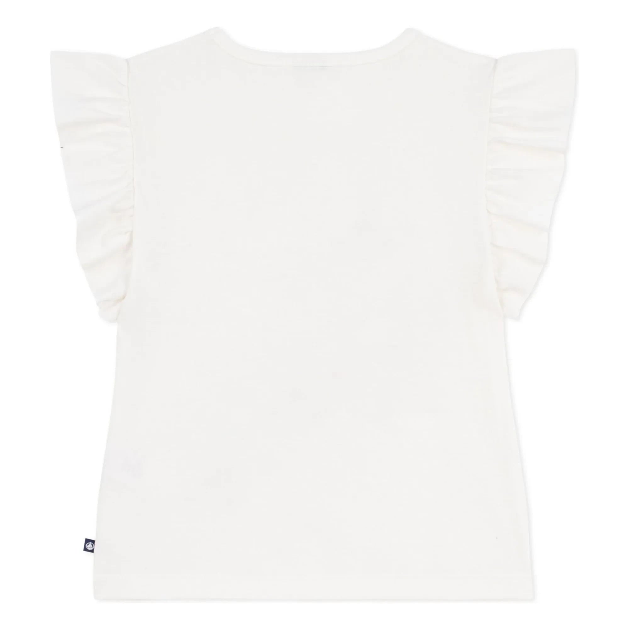 Petit Bateau - Camiseta con volantes y estampado floral de algodón orgánico | Blanco