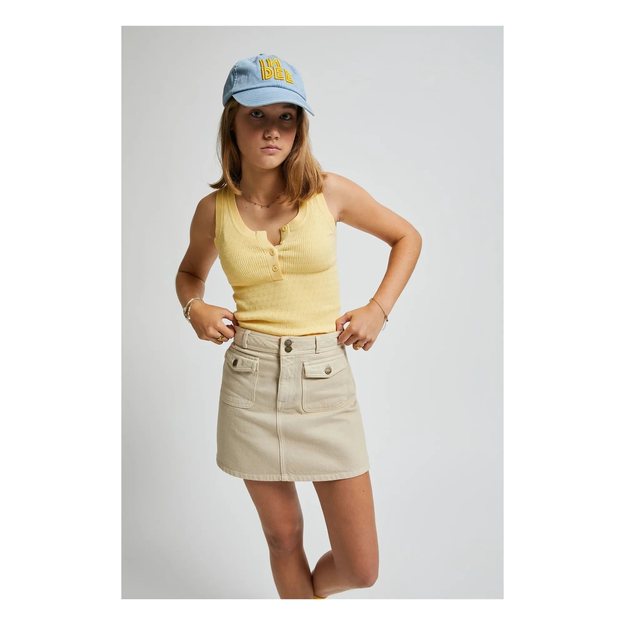 Indee - Camiseta de tirantes acanalada Volga | Amarillo