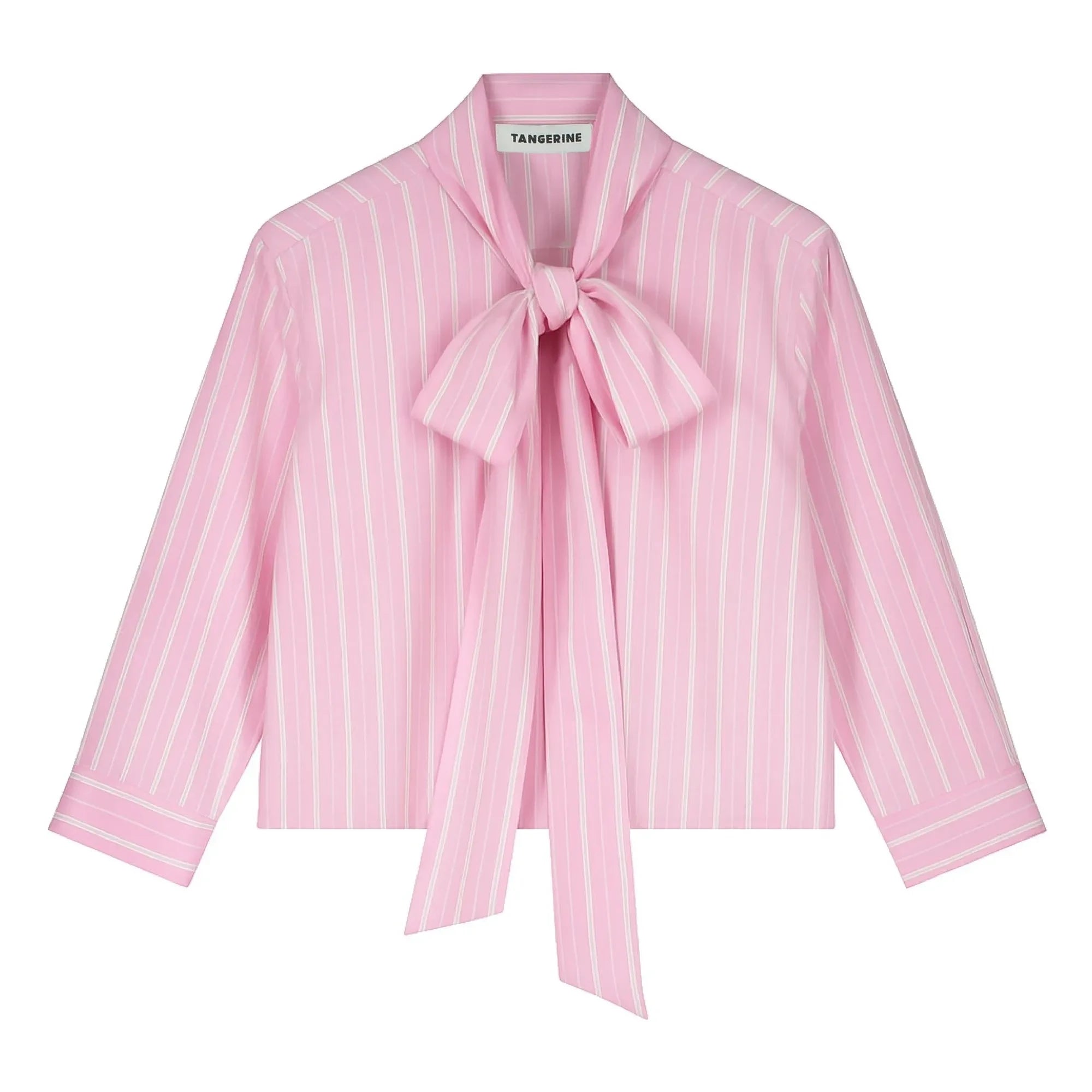 Tangerine - Blusa con lazo a rayas | Rosa pálido