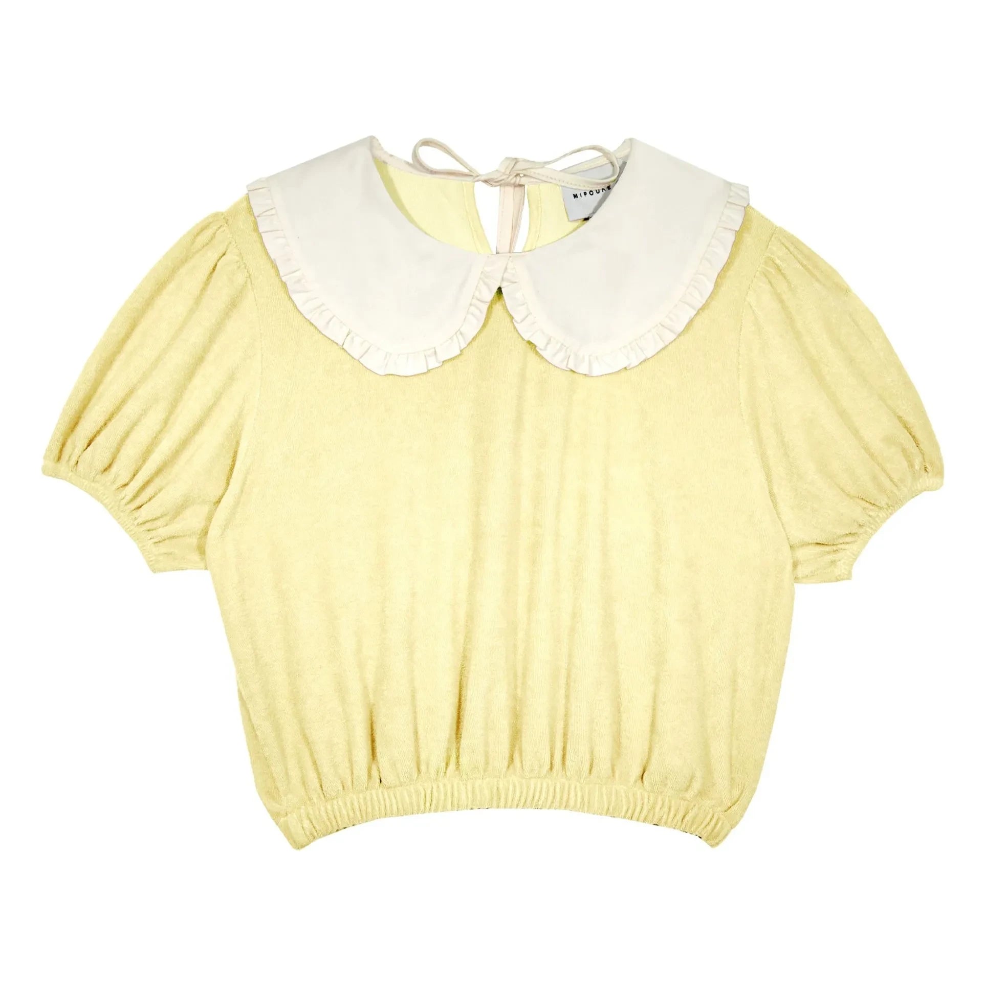 Mipounet - Carina Claudine Yaka Camiseta de Algodón Orgánico | Amarillo pálido