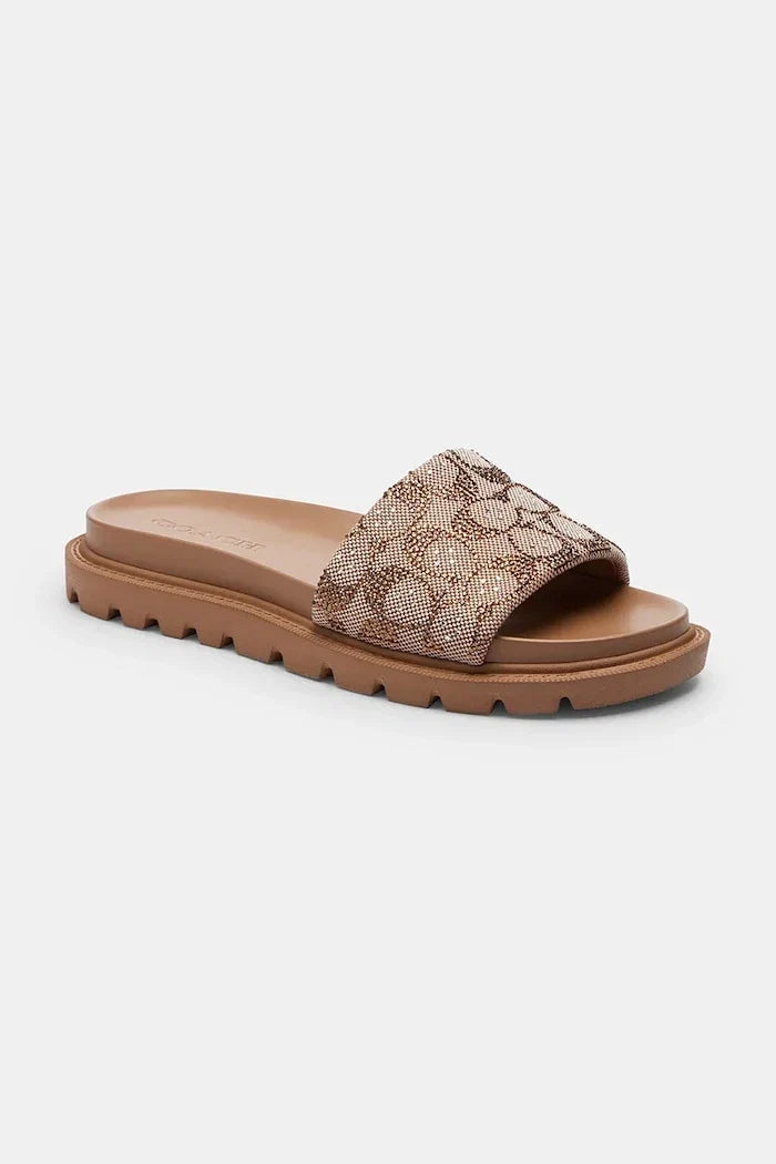 Coach Brynn Crystal Signature Slide Sandalia Plana para Mujer