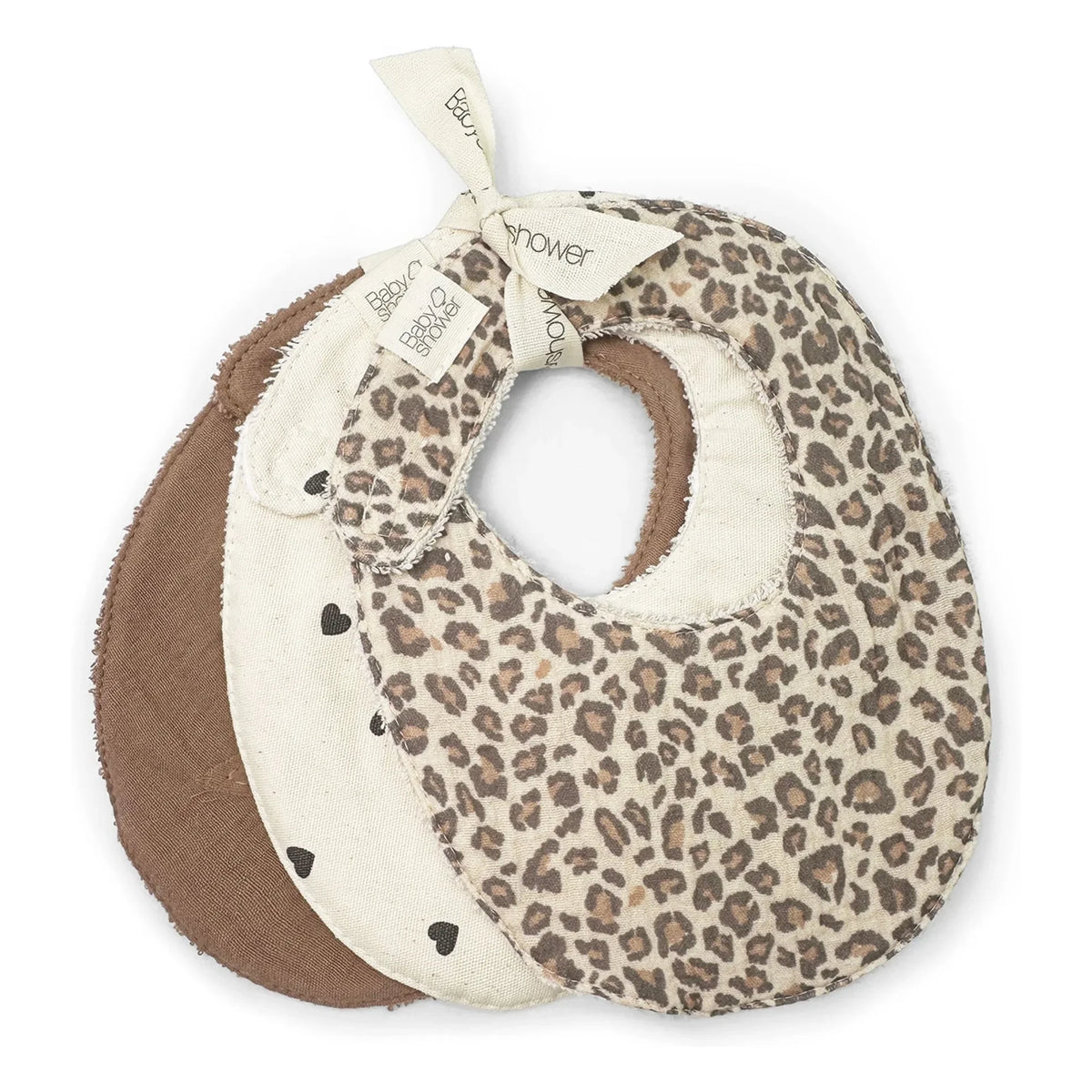 Babyshower - Juego de 3 baberos con estampado de leopardo