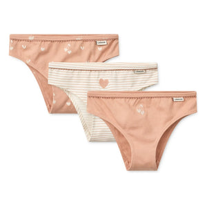 Liewood - Braguitas Aylin de Algodón Orgánico con Estampado de Corazones, Paquete de 3 | Rosa