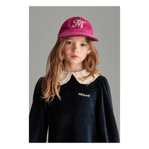 Mipounet - Vestido de terciopelo con cuello Peter Pan Margot | Azul medianoche