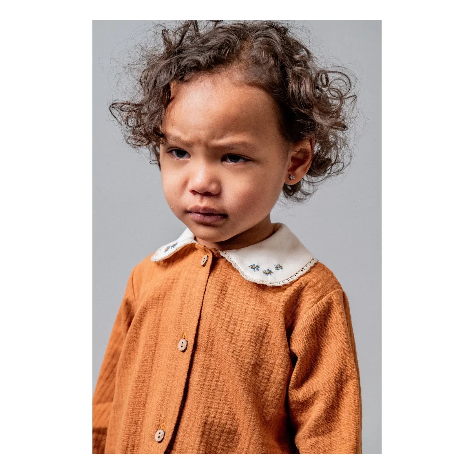 birinit - Claudine Yakalı Bluz Organik Pamuk | Terracotta