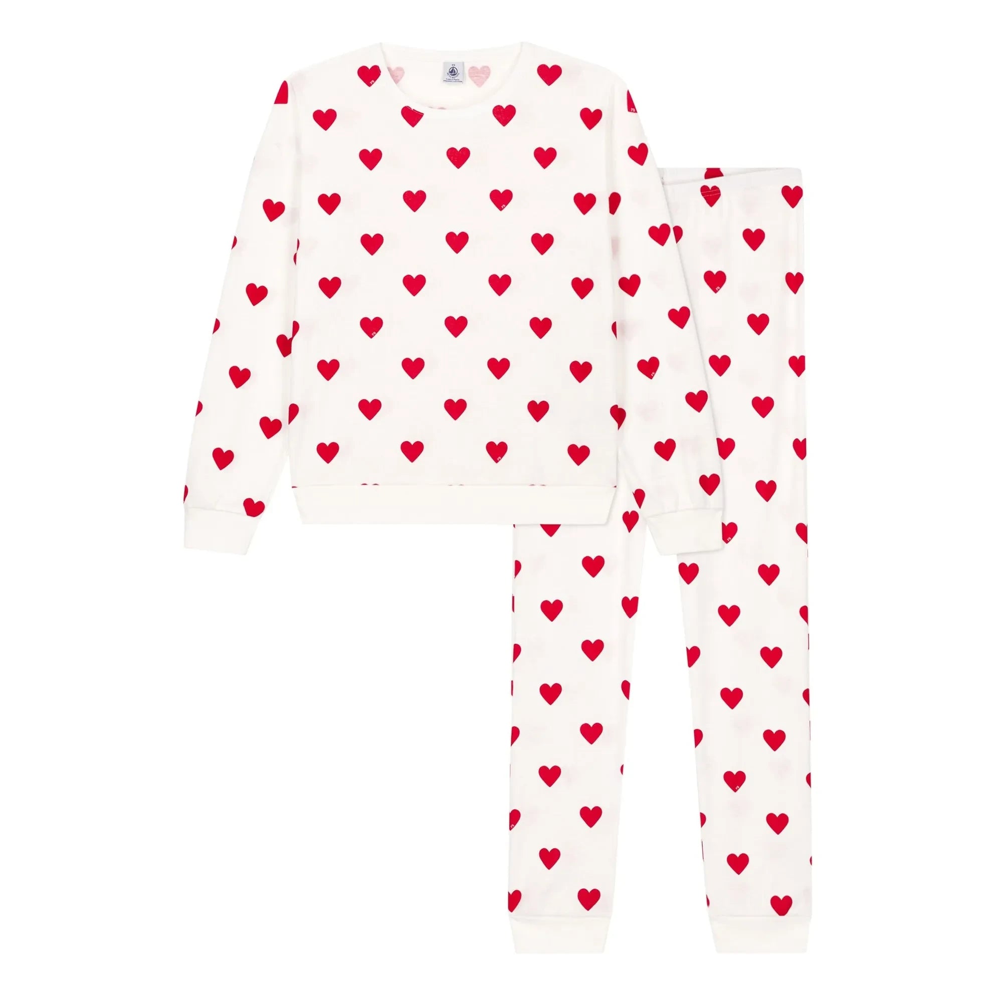 Petit Bateau - Conjunto de Pijama Corazón - Colección Mujer | Blanco