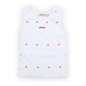 the new society - Camiseta sin mangas en relieve Petunia Hearts | Blanco