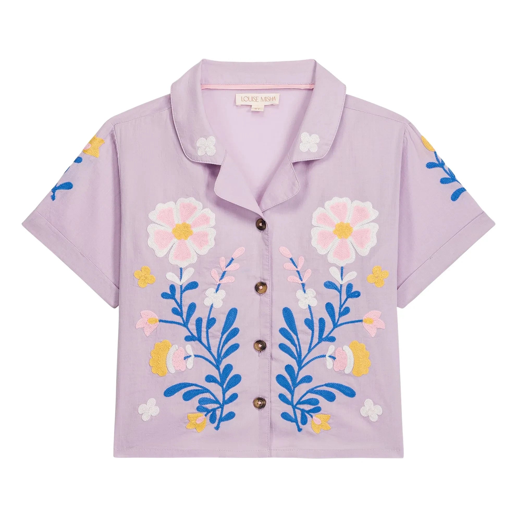 Louise Misha - Camisa bordada de algodón orgánico Alova | Ciruela