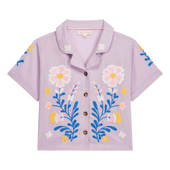 Louise Misha - Camisa bordada de algodón orgánico Alova | Ciruela