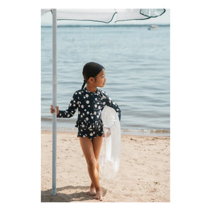Petit Lem - Conjunto de camiseta y braguita floral con protección UV de fibras recicladas | Azul marino