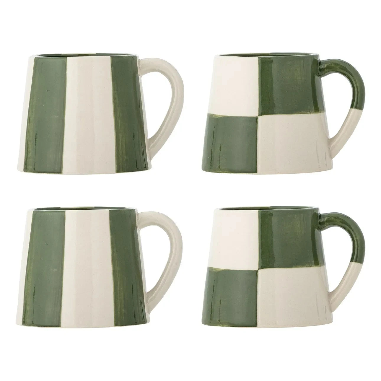 Bloomingville - Floki Stoneware Mugs - 4'lü Set | Yeşil