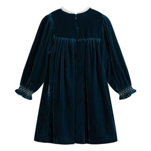 C'era Una Volta - Vestido fruncido Silvia Velours | Azul marino