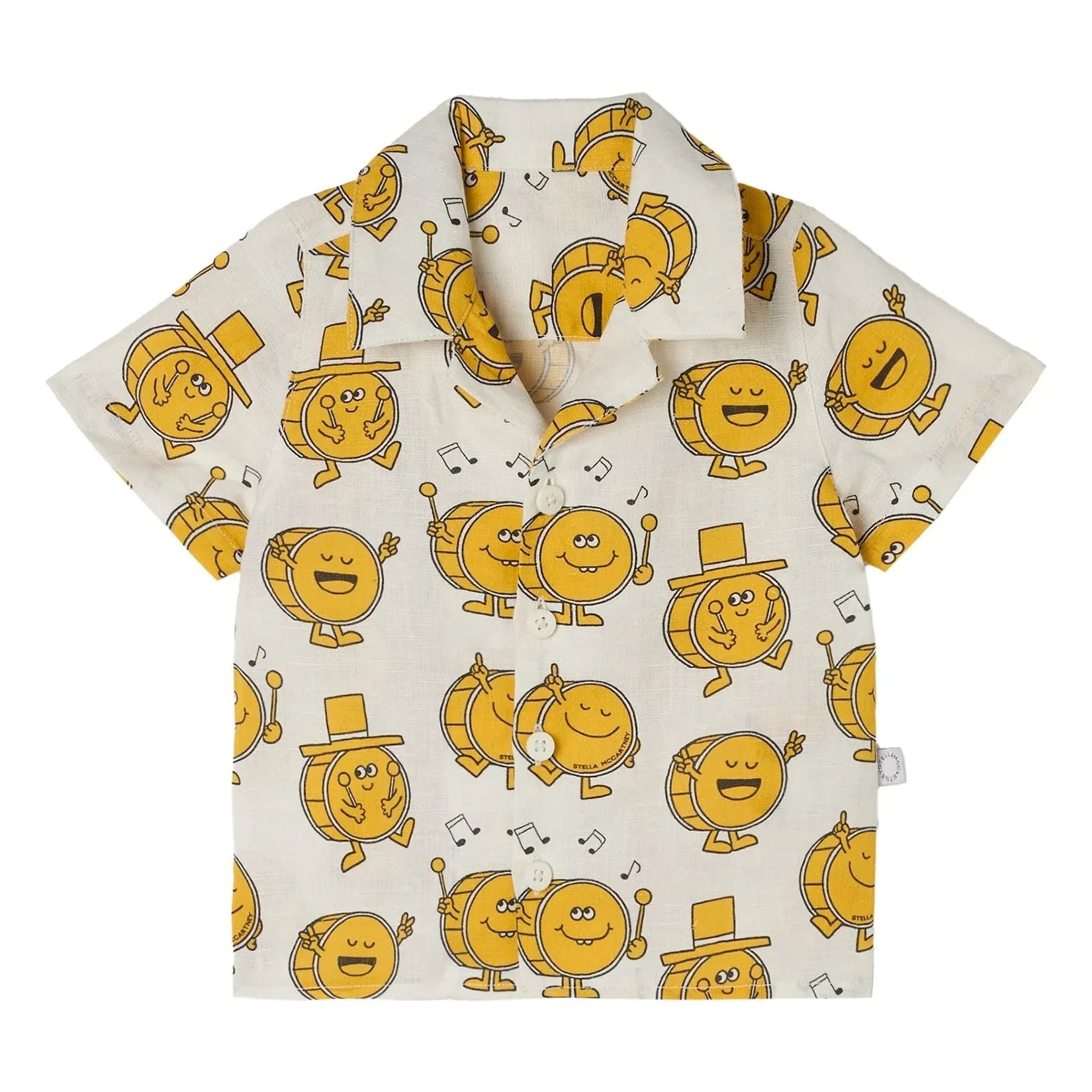 Stella McCartney Kids - Camisa de lino y algodón orgánico Music | Marfil