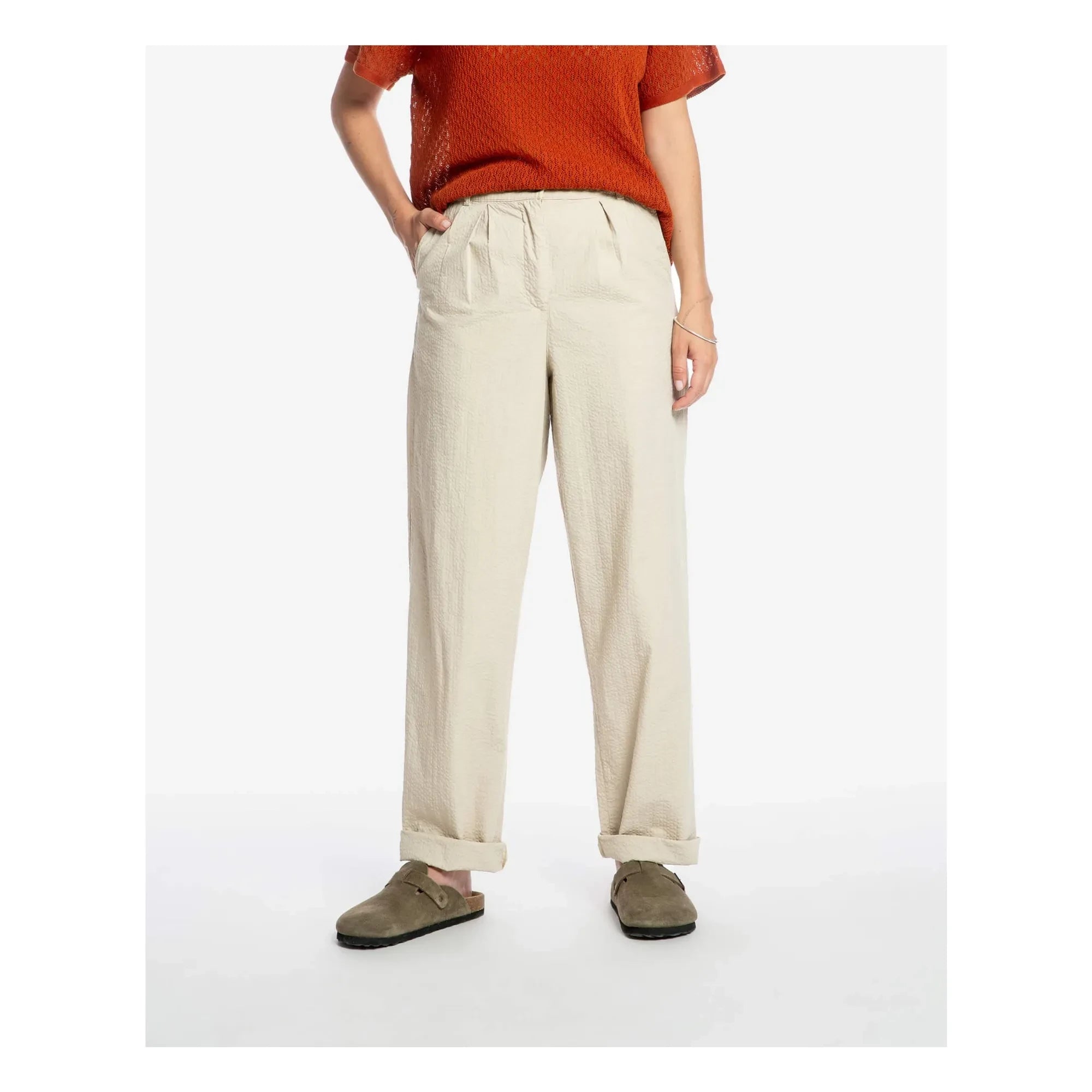 Matona - Pantalón Plisado de Algodón Orgánico | Arena