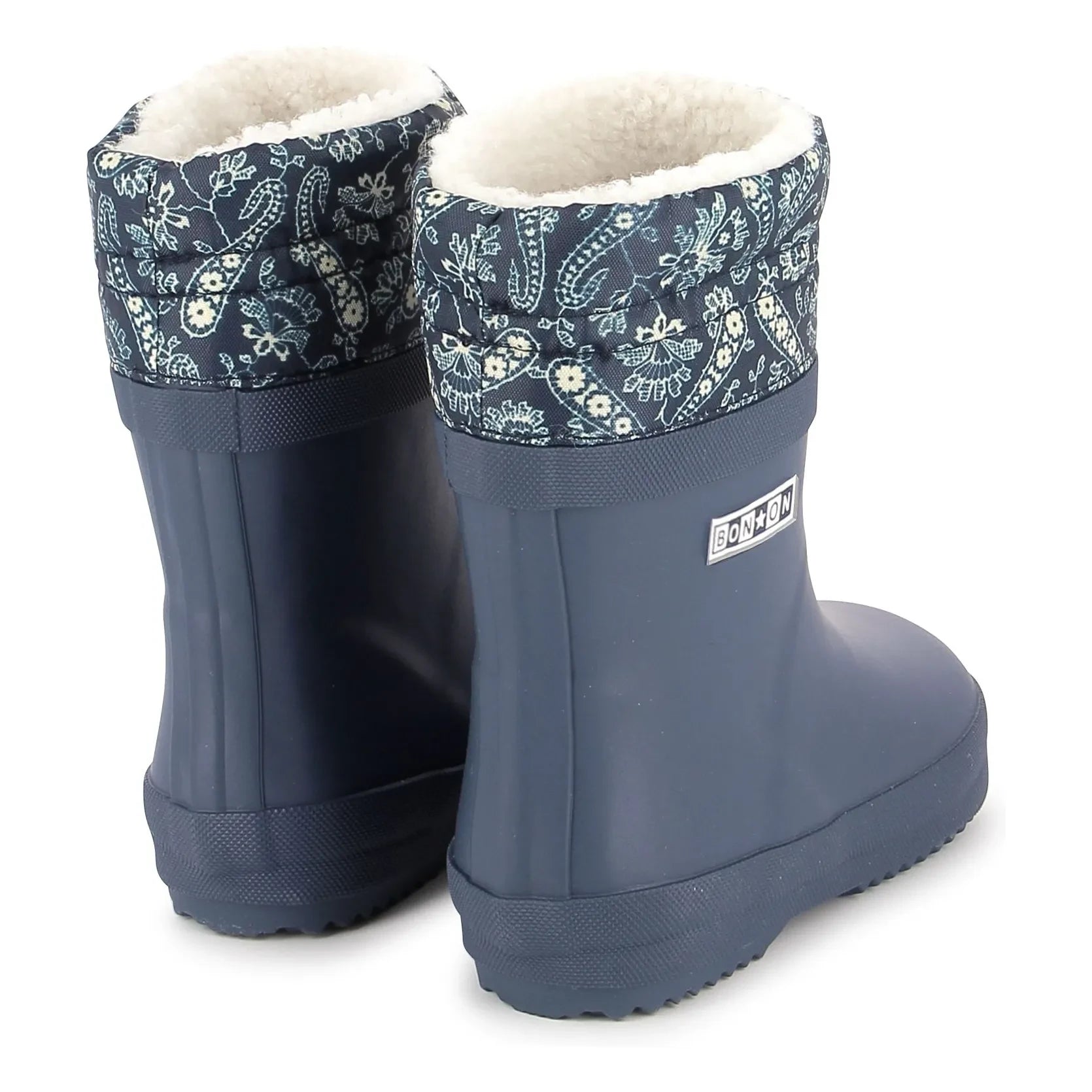 Bonton - Botas de agua de piel de oveja | Azul marino