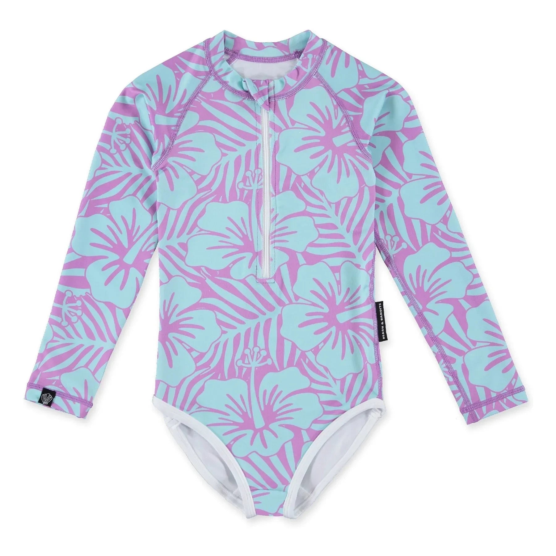 Beach & Bandits - Traje de baño UV de hibisco con protección solar, de fibras recicladas | Morado