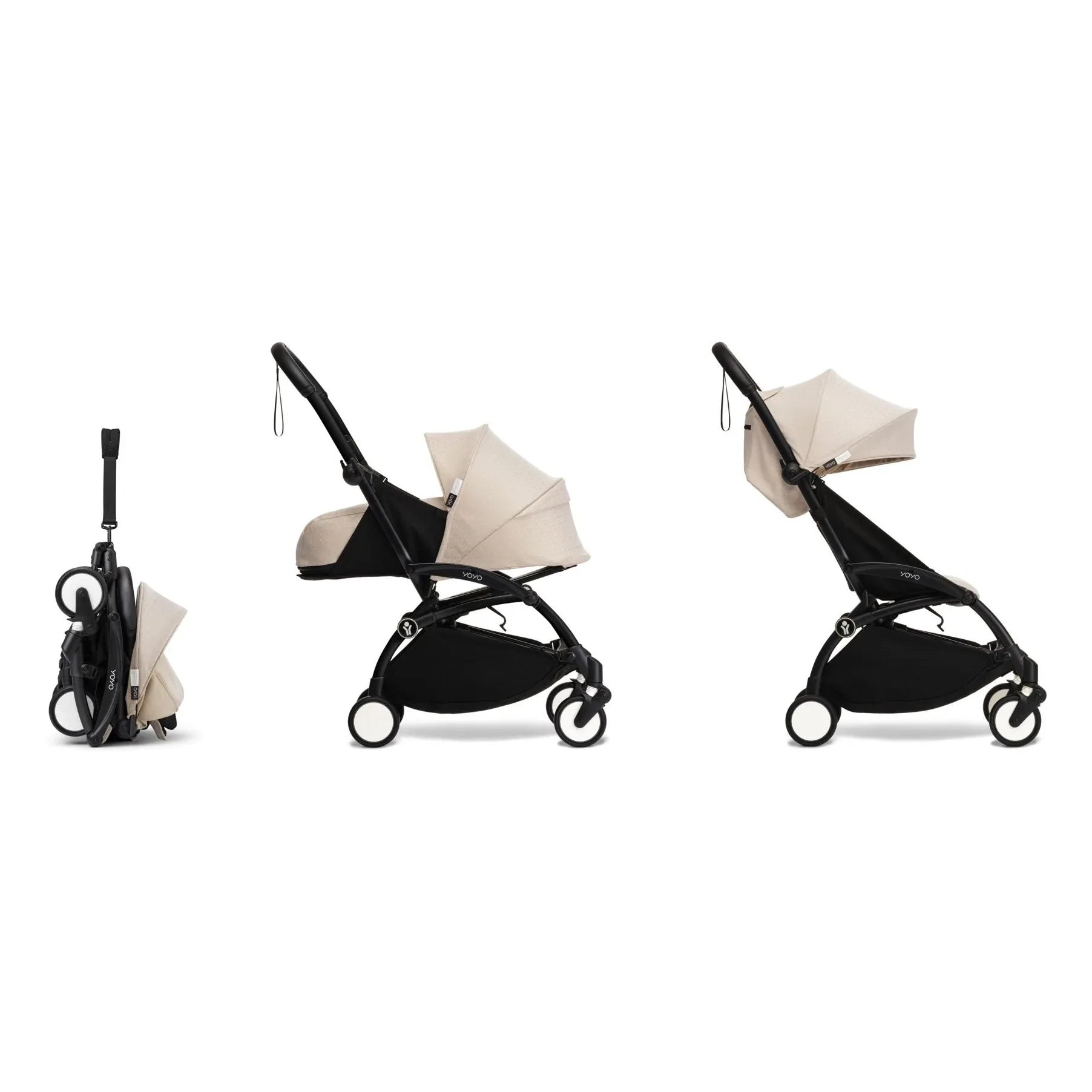 Stokke® - Cochecito completo YOYO³ Bonpoint 0+ y 6+ chasis negro | Beige