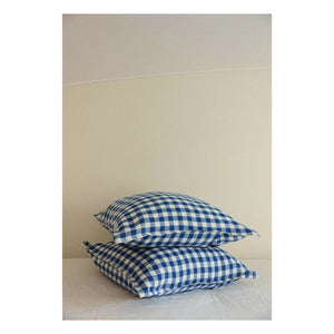 Gabrielle Paris - Funda de almohada de lino de Vichy | Azul