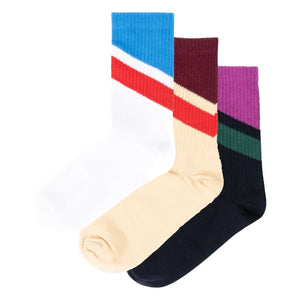 Repose AMS - Set de 3 pares de calcetines a rayas | Crudo