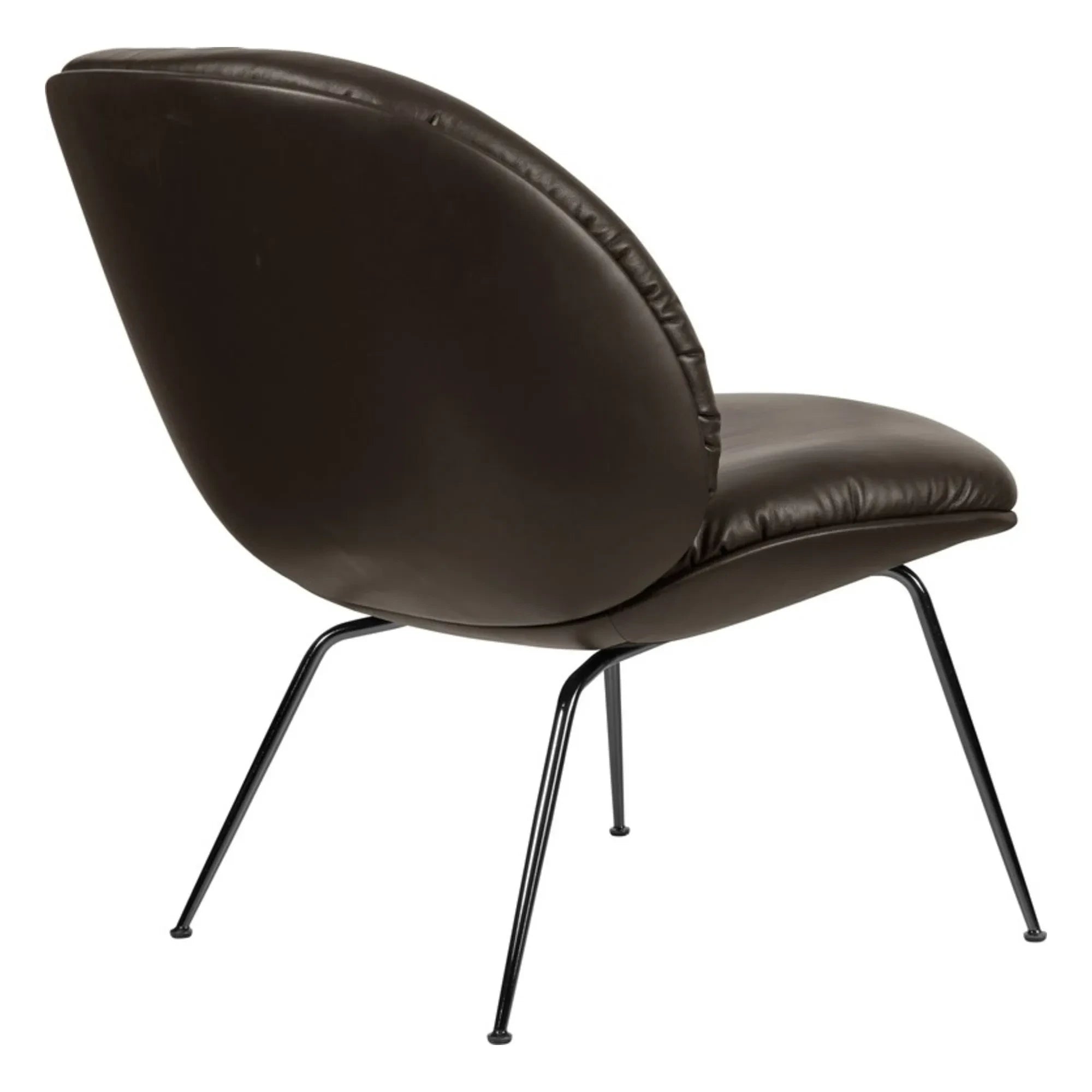 Sillón lounge Gubi - Beetle de cuero suave, Gamfratesi | Café