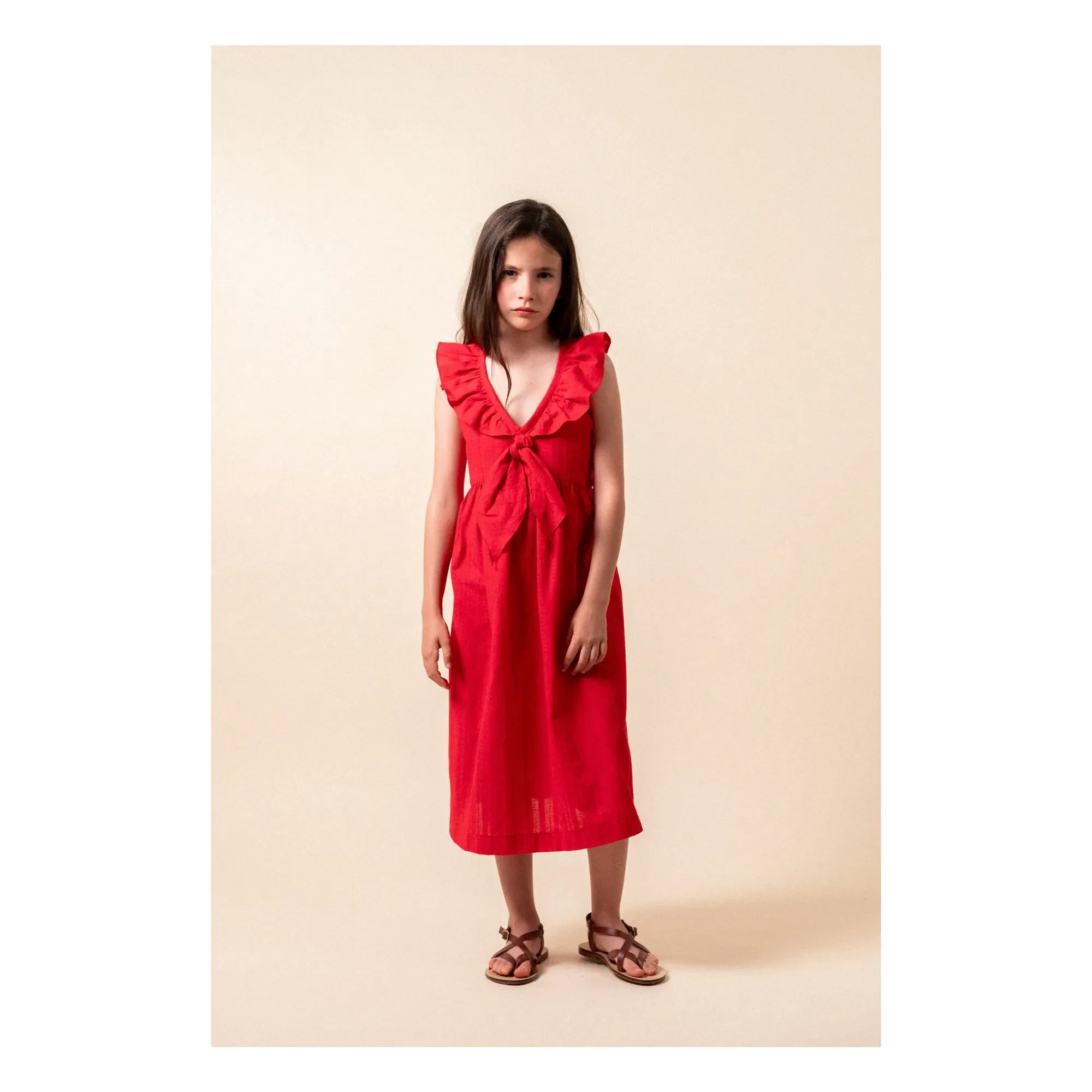 birinit - Vestido Midi de Algodón Orgánico | Rojo