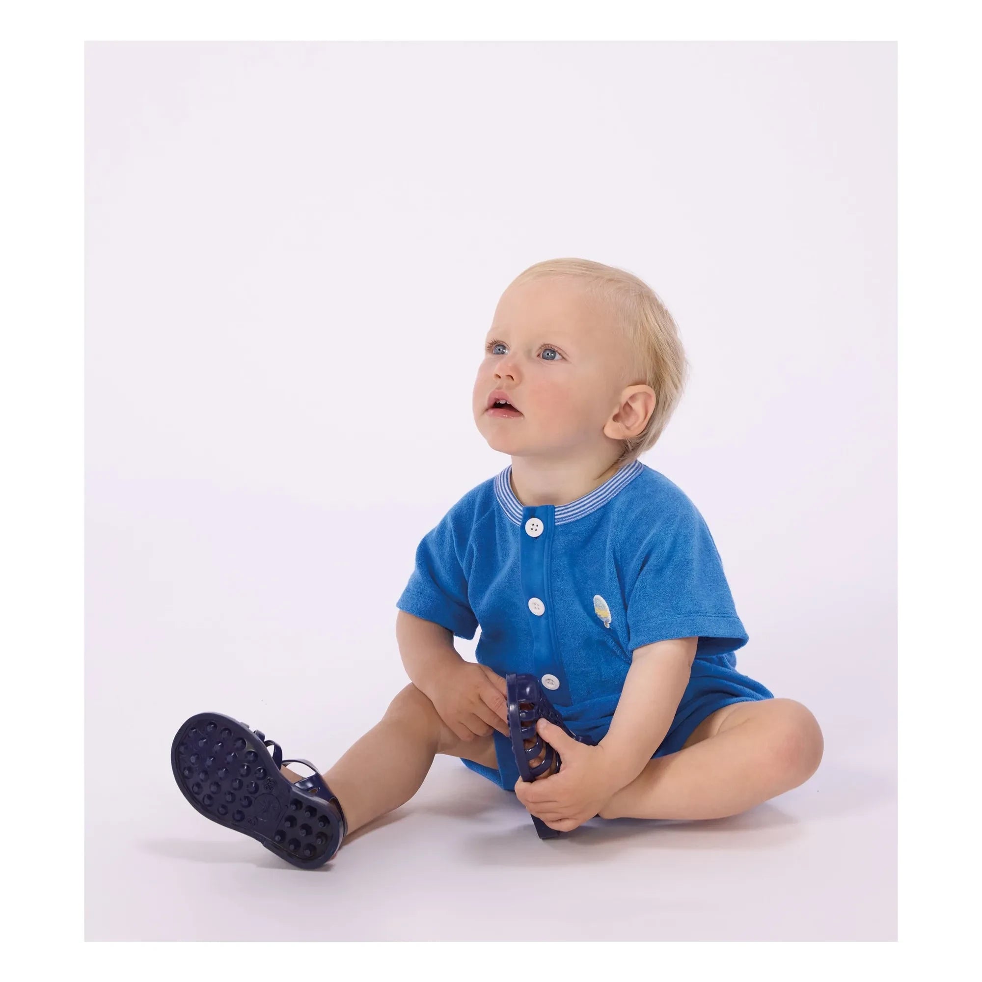 Petit Bateau - Pantalón corto mono de color liso | Azul real