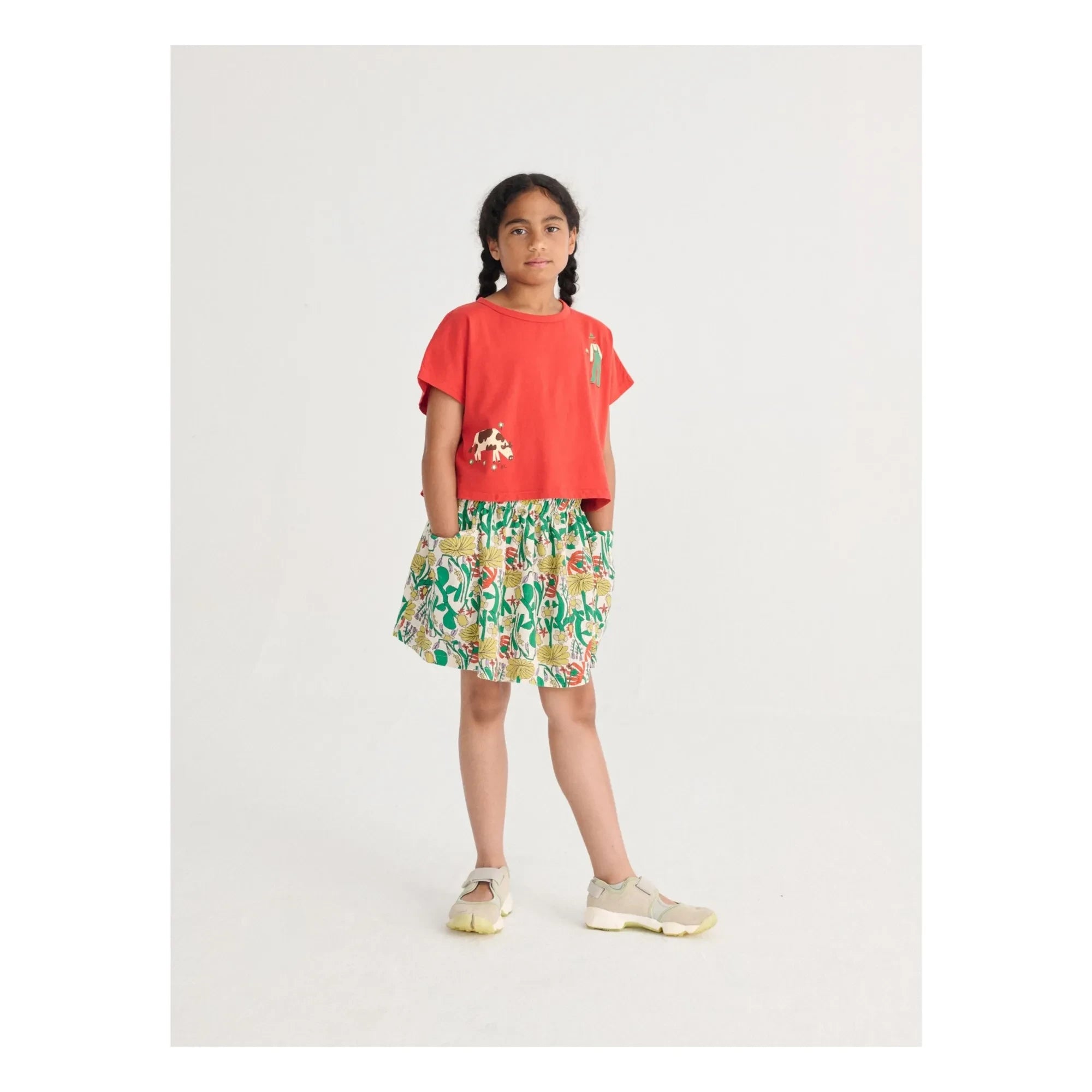 Bobo Choses - Falda de algodón orgánico con estampado de flores | Blanco