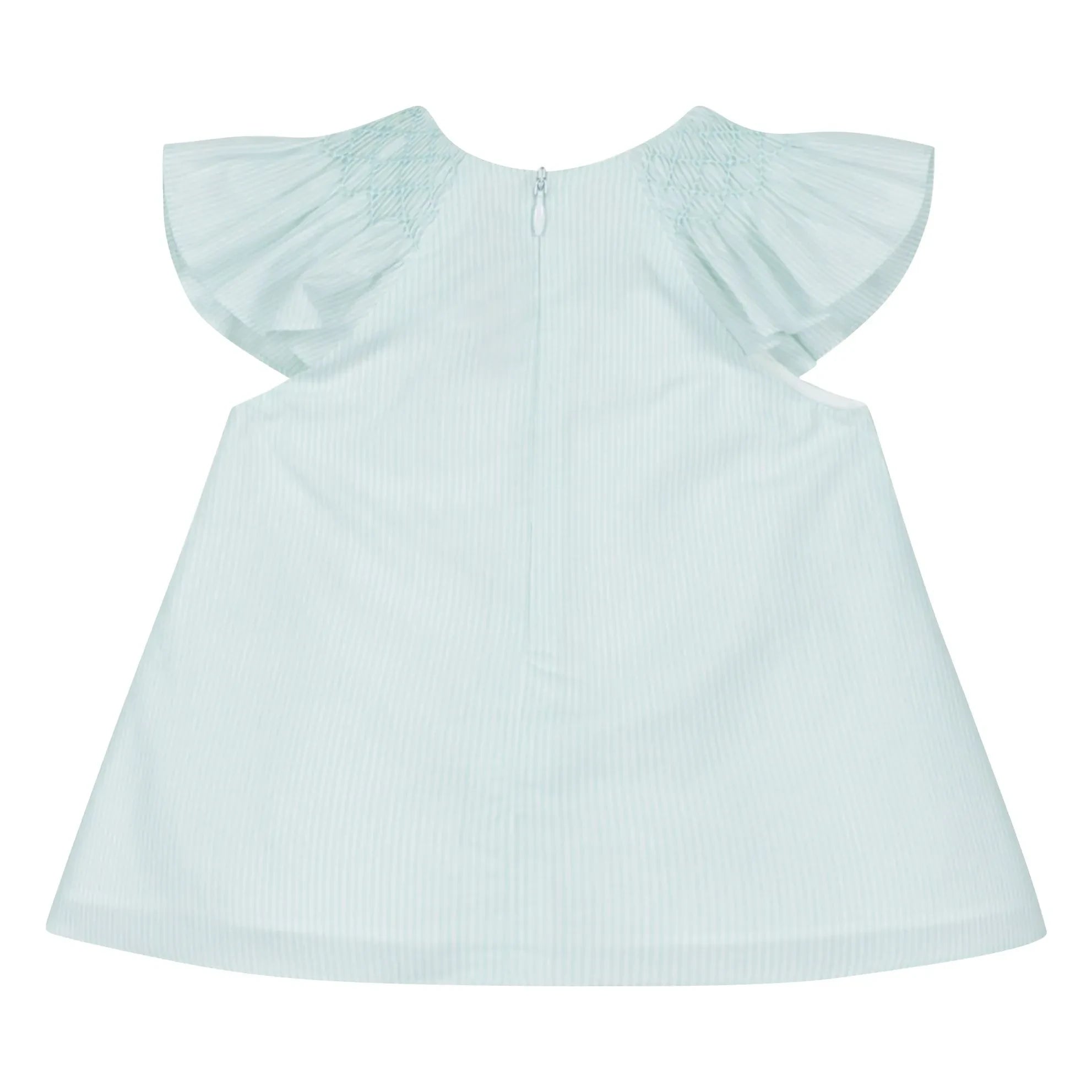 Tartine et Chocolat - Vestido fruncido de rayas y flores | Verde menta