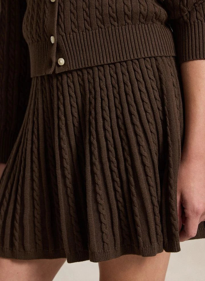 Ralph Lauren - Conjunto de chaleco y falda con logo | Marrón