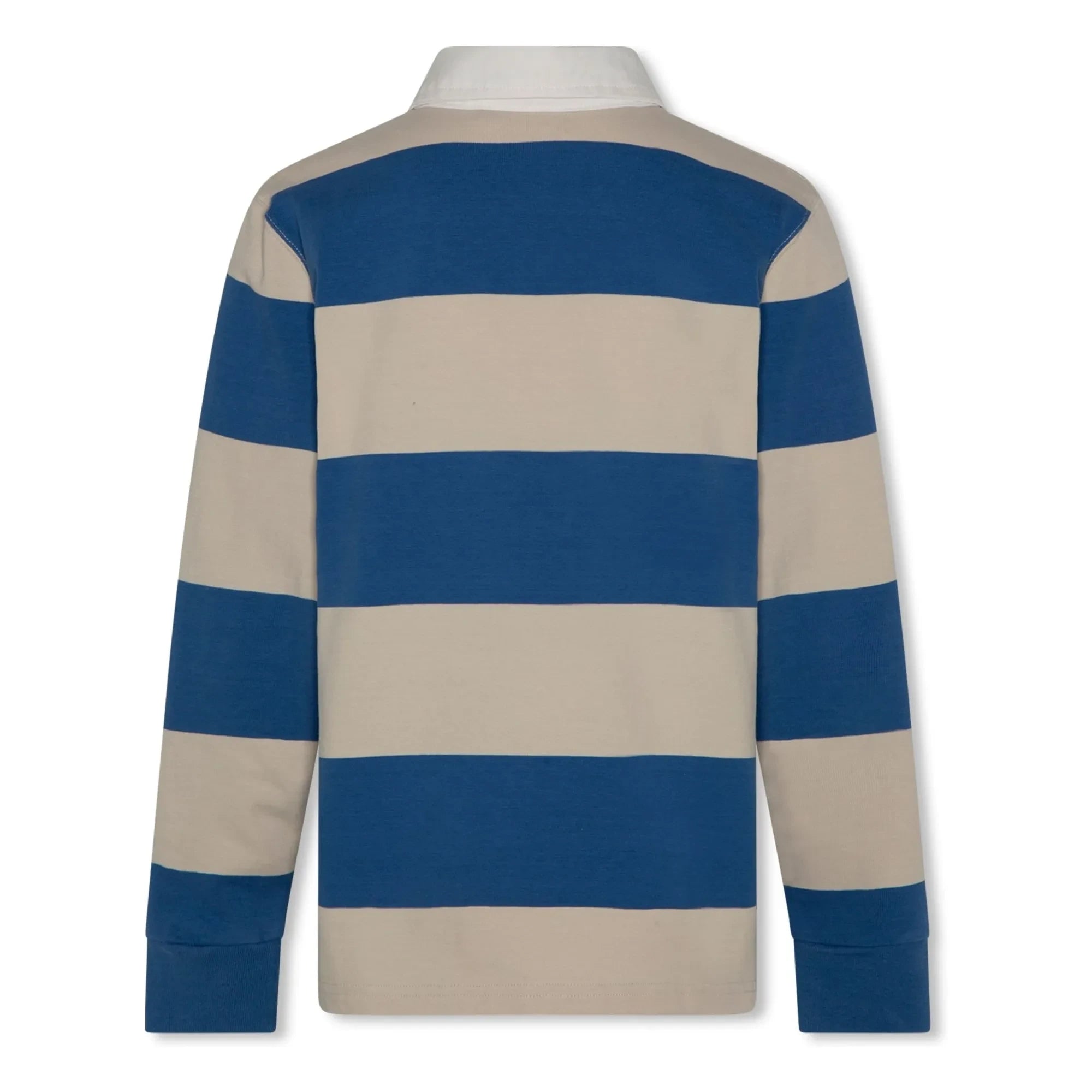 AO76 - Sudadera tipo polo de algodón reciclado a rayas Davey | Azul