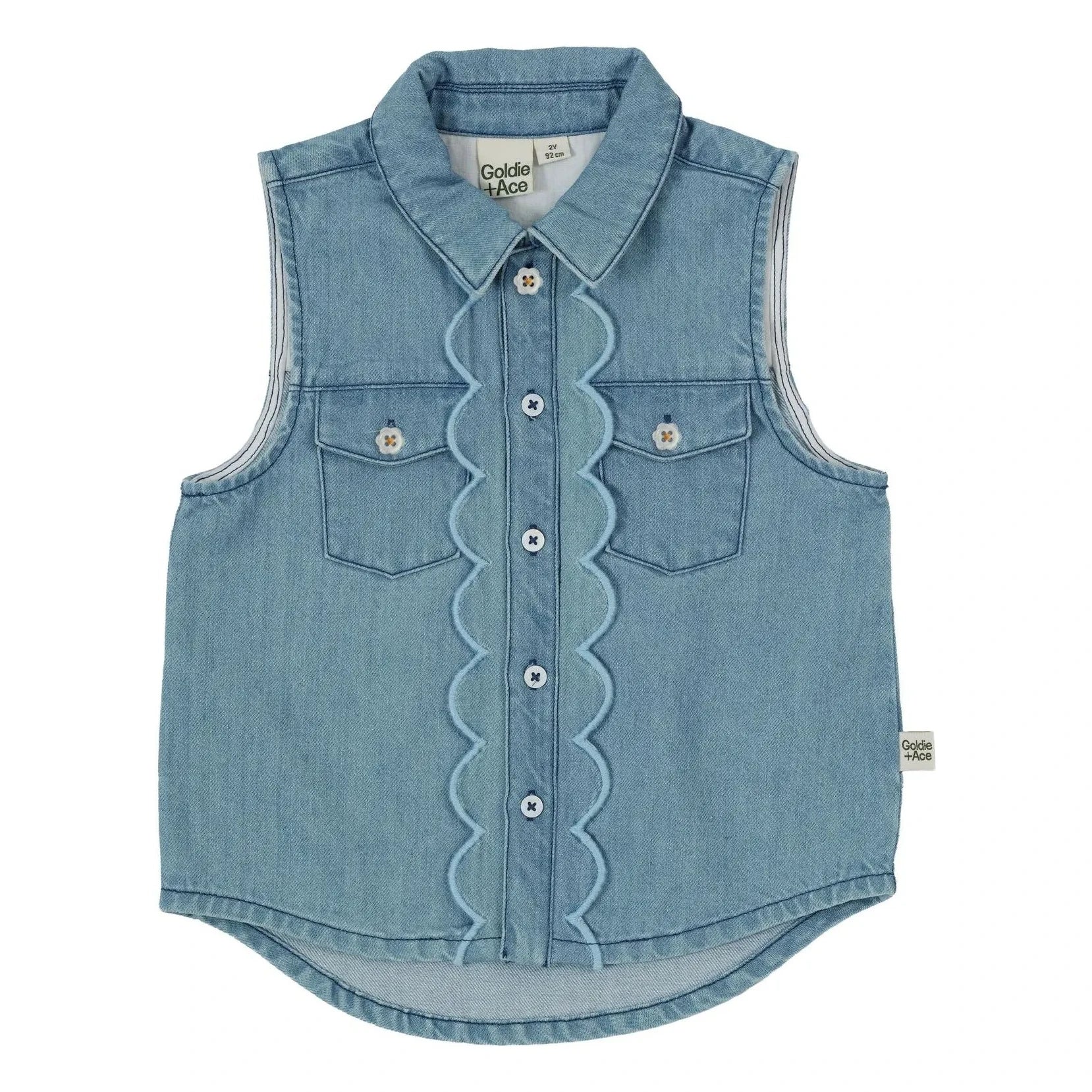 Goldie + Ace - Chaleco Chambray Sin Mangas | Azul