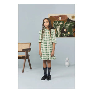 The Animals Observatory - Vestido de Terciopelo Verde con Estampado de Cocodrilos