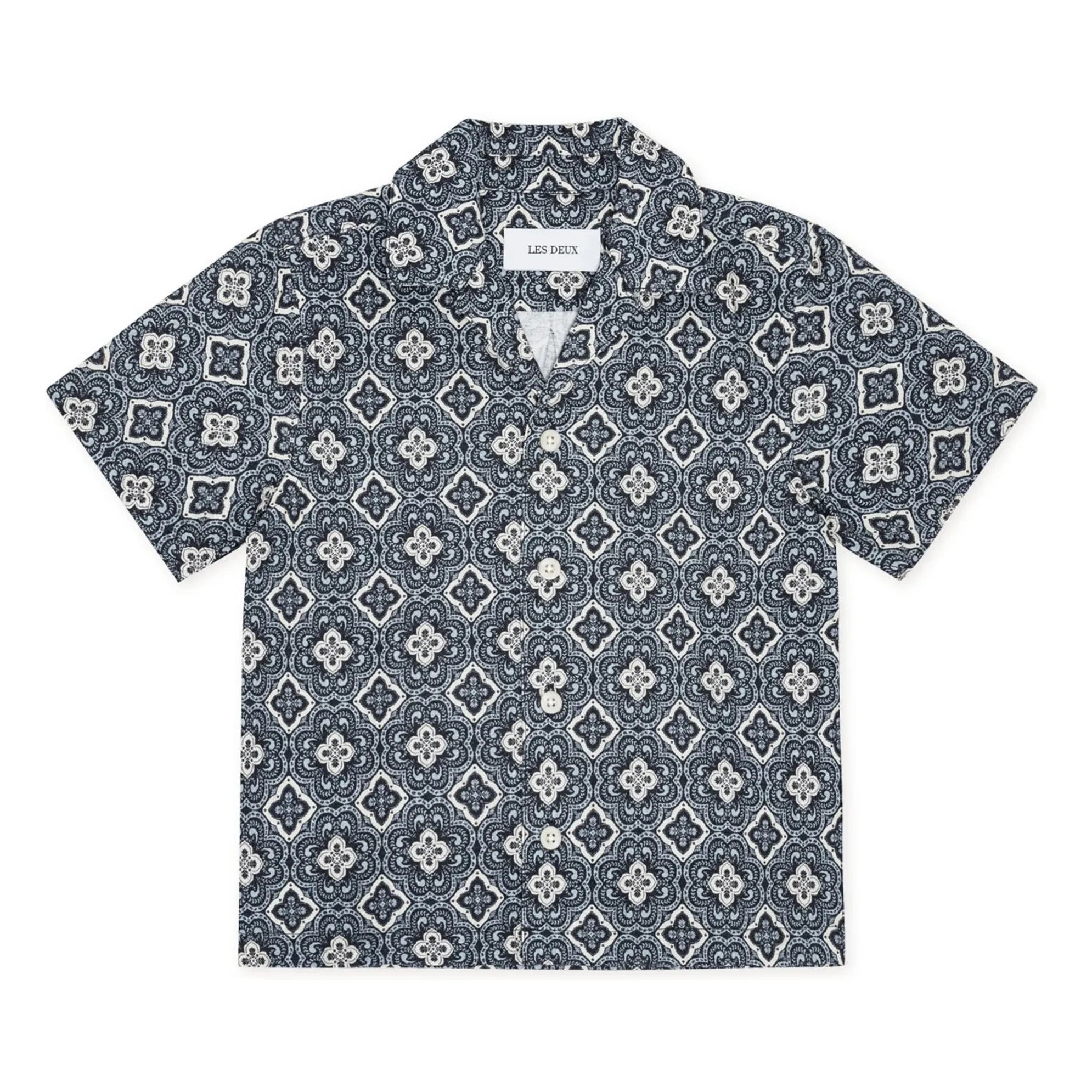 Les Deux - Camisa de algodón orgánico Lukas Arabesque | Azul