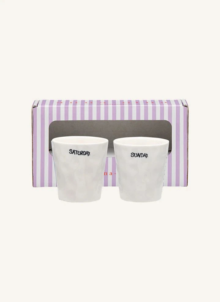 Anna + Nina - Tazas de café de fin de semana - Set de 2 | Blanco