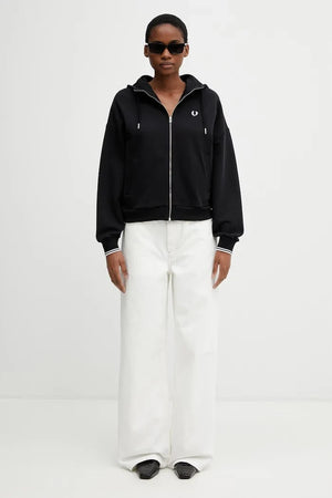 Sudadera Fred Perry de algodón con cremallera para mujer