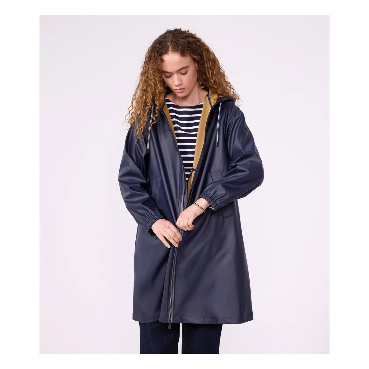 Petit Bateau - Gabardina larga icónica | Azul marino