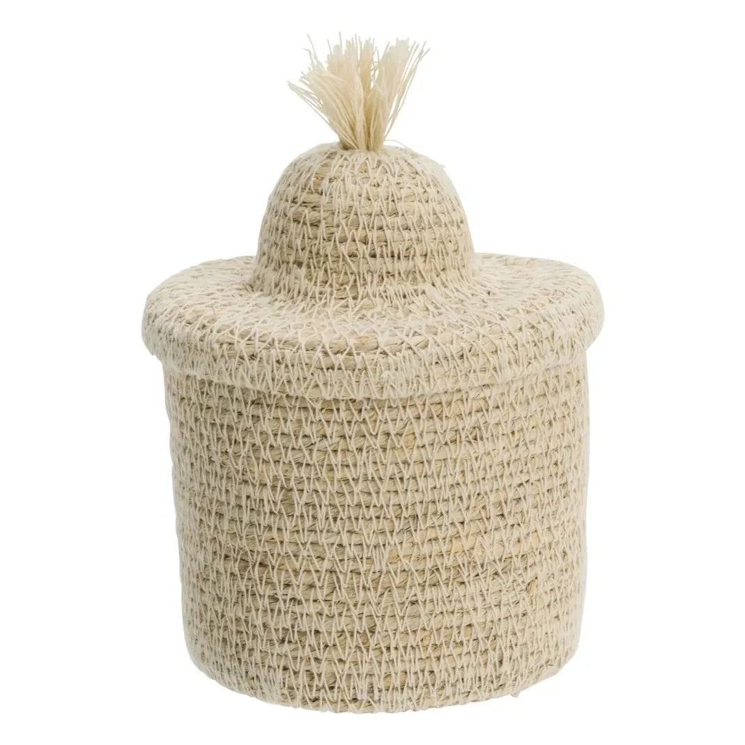 Madam Stoltz - Cesto de almacenamiento de jacinto de agua | Beige